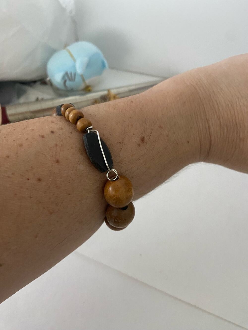 wood bead bangle bracelet